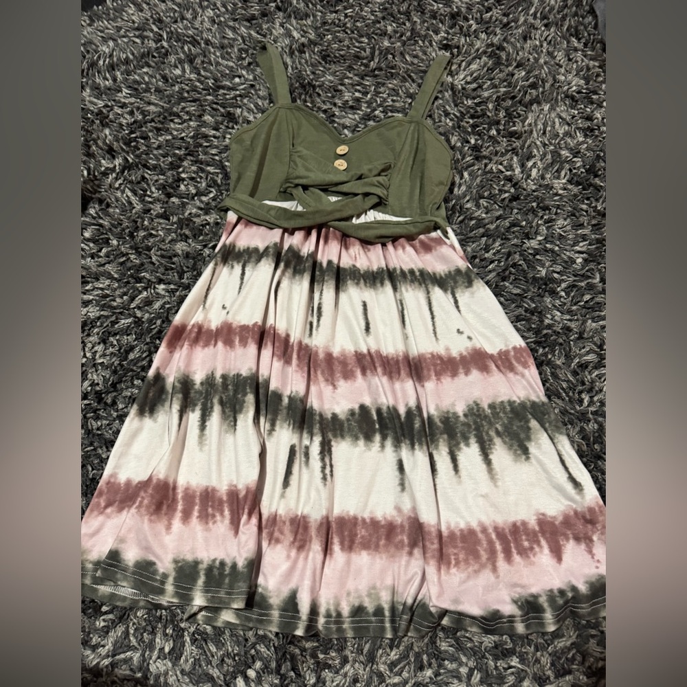 SHEIN Olive and Tie-Dye Dress